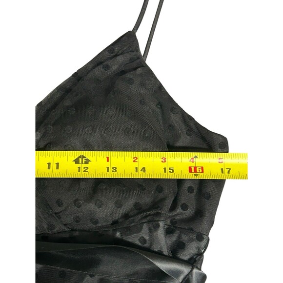 Onyx Nite Women Black Polka Dot Spaghetti Straps Lined Dress Size 14 Whimsygoth - Picture 6 of 9